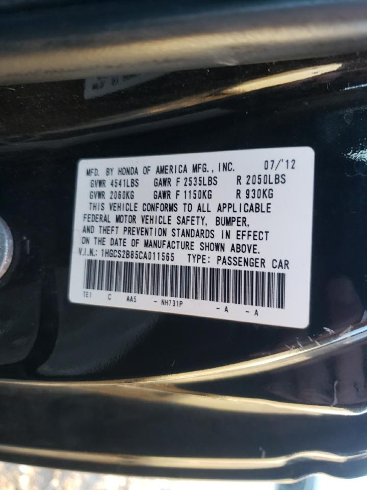 Photo 10 from auction – 2012 HONDA ACCORD EXL with VIN 1HGCS2B85CA011565