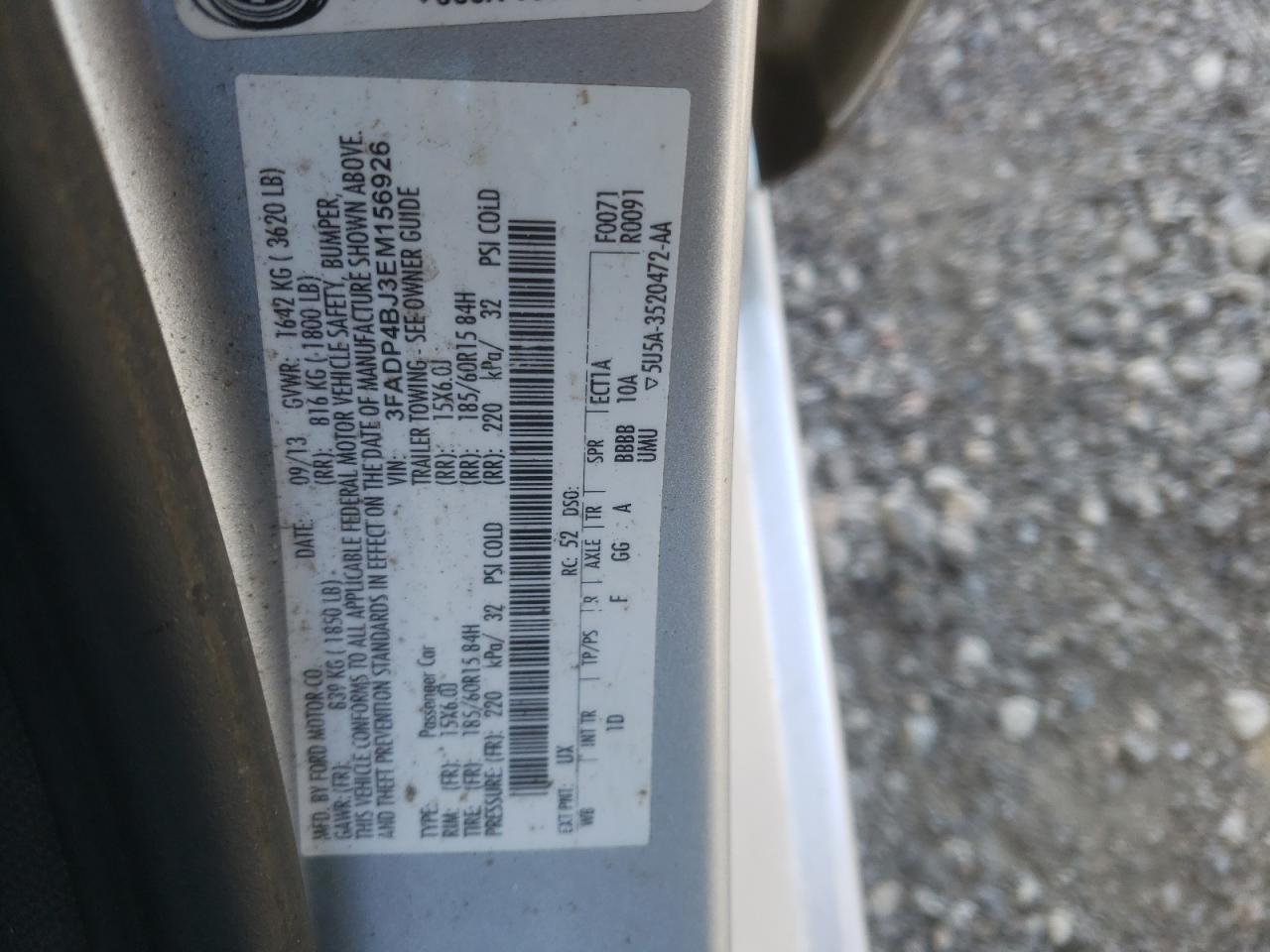 Photo 10 from auction – 2014 FORD FIESTA SE with VIN 3FADP4BJ3EM156926