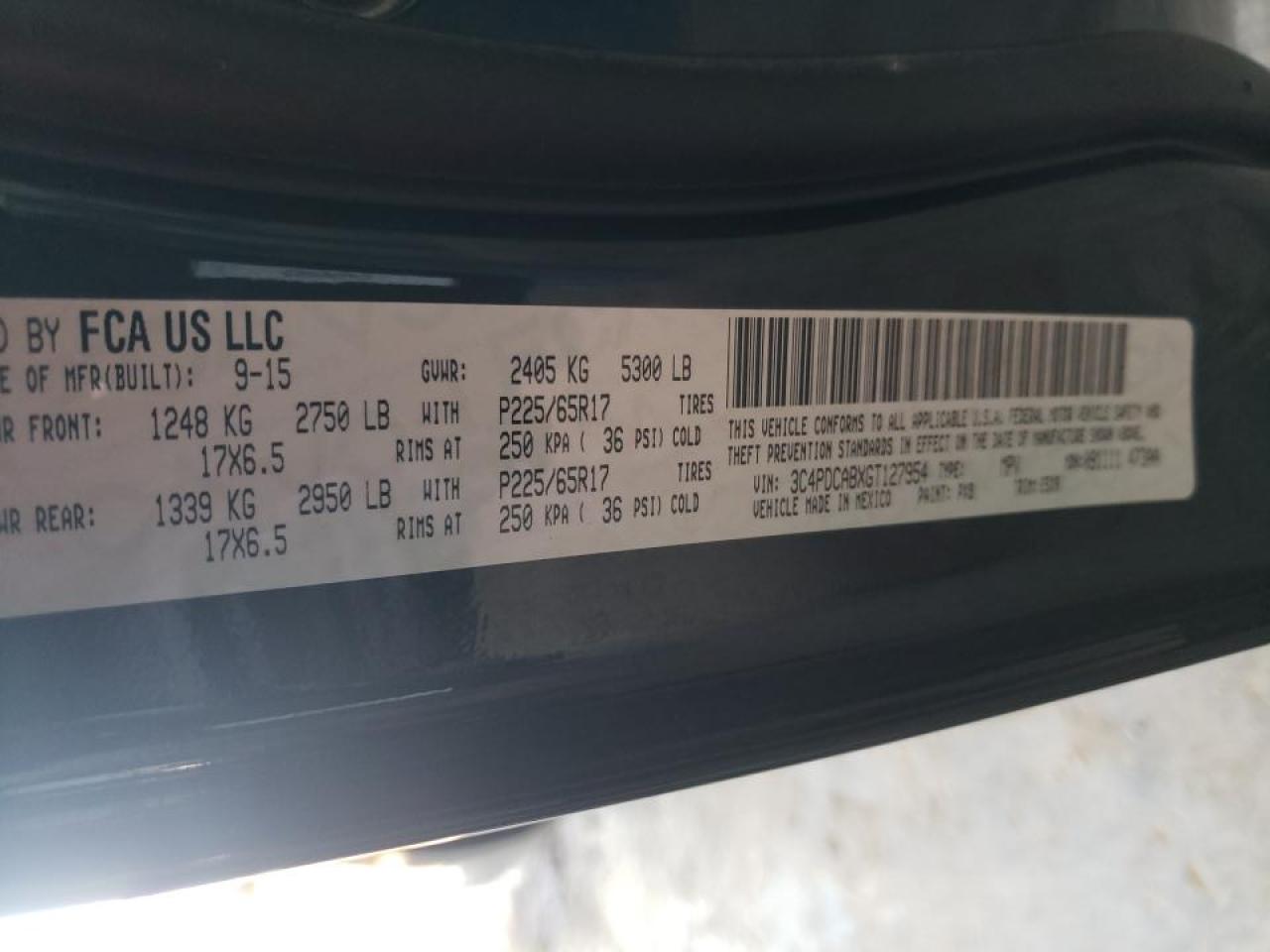 Photo 10 from auction – 2016 DODGE JOURNEY SE with VIN 3C4PDCABXGT127954
