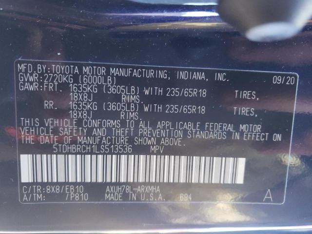 Photo 10 from auction – 2020 TOYOTA HIGHLANDER with VIN 5TDHBRCH1LS513536