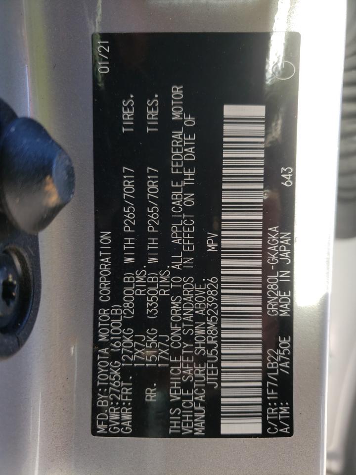 Photo 10 from auction – 2021 TOYOTA 4RUNNER SR with VIN JTEFU5JR8M5239826