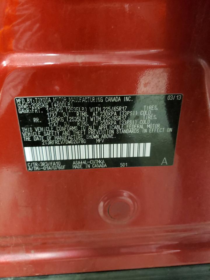 Photo 10 from auction – 2013 TOYOTA RAV4 XLE with VIN 2T3RFREV7DW020780