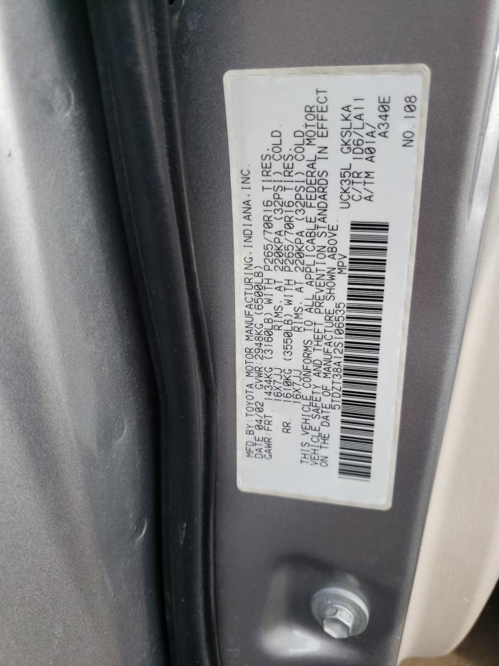Photo 10 from auction – 2002 TOYOTA SEQUOIA LI with VIN 5TDZT38A12S106535