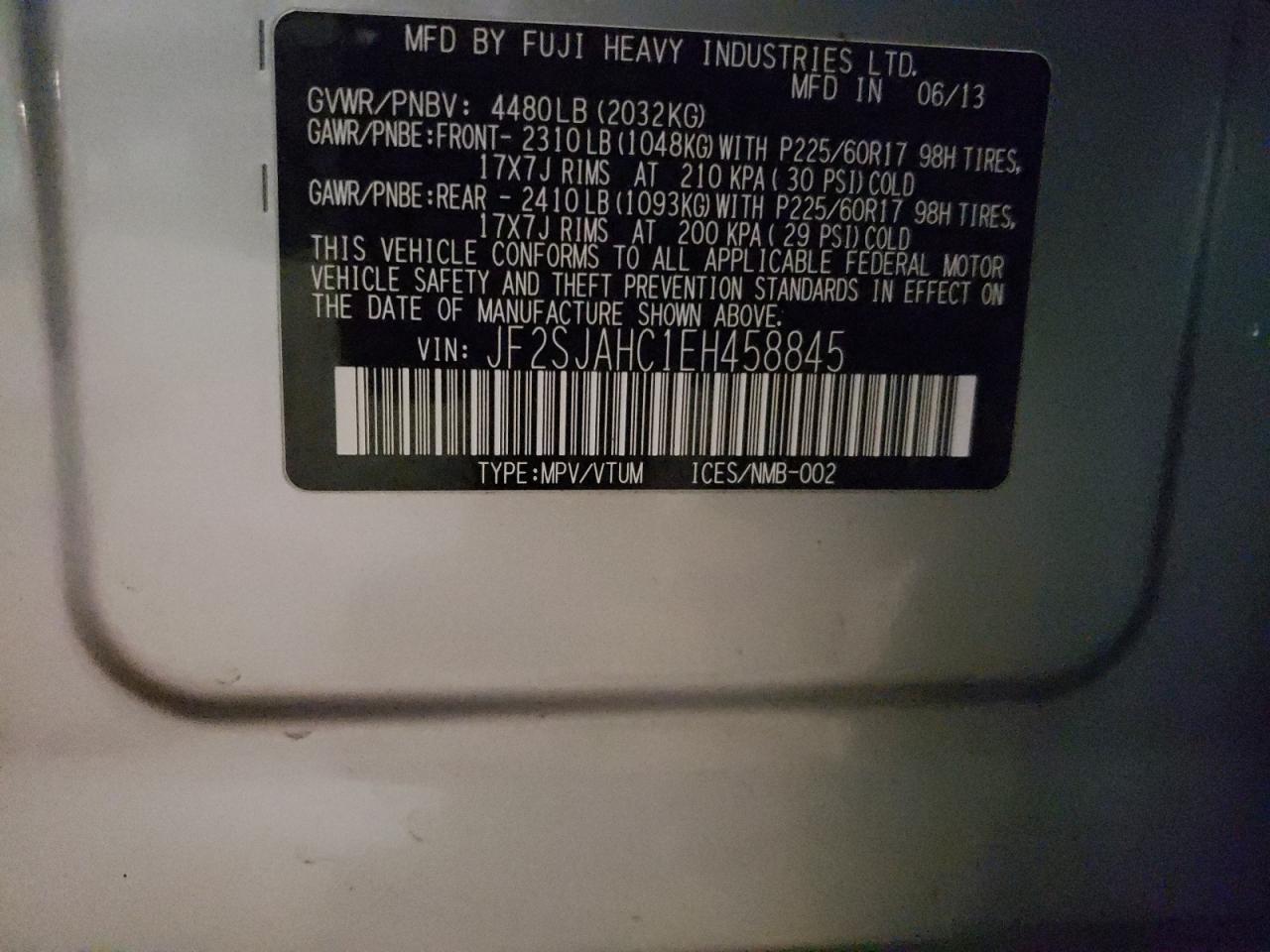 Photo 10 from auction – 2014 SUBARU FORESTER 2 with VIN JF2SJAHC1EH458845