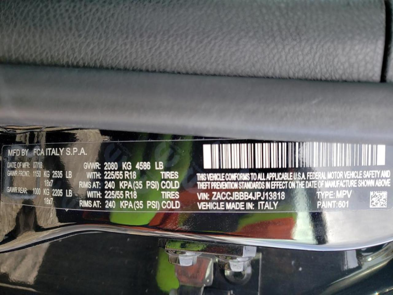 Photo 10 from auction – 2018 JEEP RENEGADE L with VIN ZACCJBBB4JPJ13818