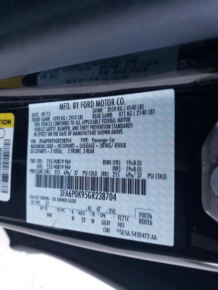 Photo 10 from auction – 2016 FORD FUSION TIT with VIN 3FA6P0K95GR238704
