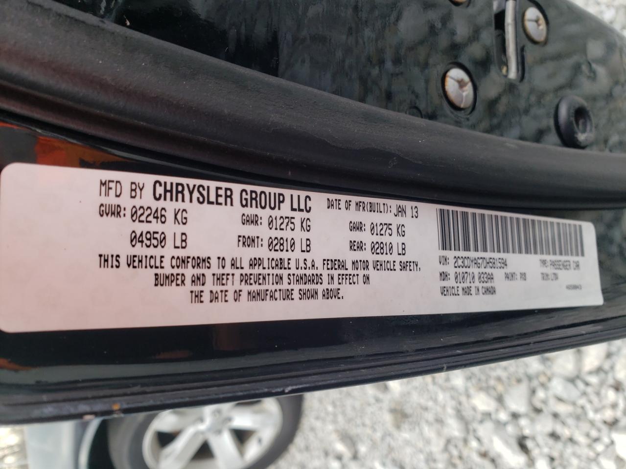 Photo 10 from auction – 2013 DODGE CHALLENGER with VIN 2C3CDYAG7DH581594