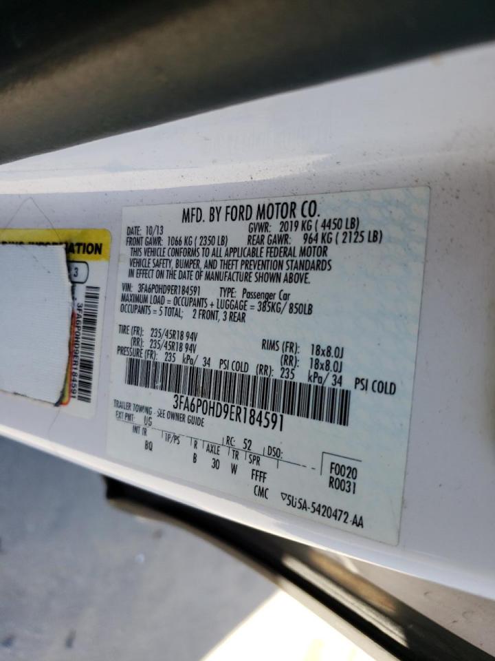 Photo 10 from auction – 2014 FORD FUSION SE with VIN 3FA6P0HD9ER184591
