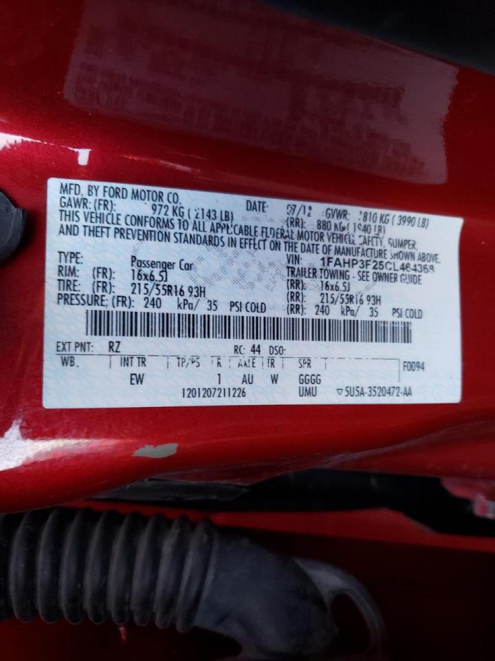 Photo 10 from auction – 2012 FORD FOCUS SE with VIN 1FAHP3F25CL464368