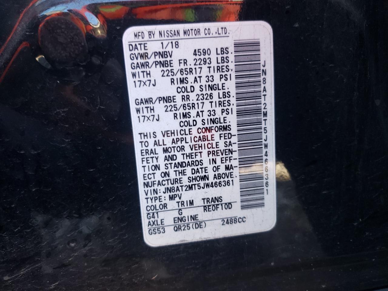 Photo 10 from auction – 2018 NISSAN ROGUE S with VIN JN8AT2MT5JW466361
