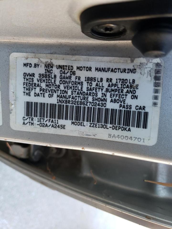 Photo 10 from auction – 2006 TOYOTA COROLLA CE with VIN 1NXBR32E86Z702430