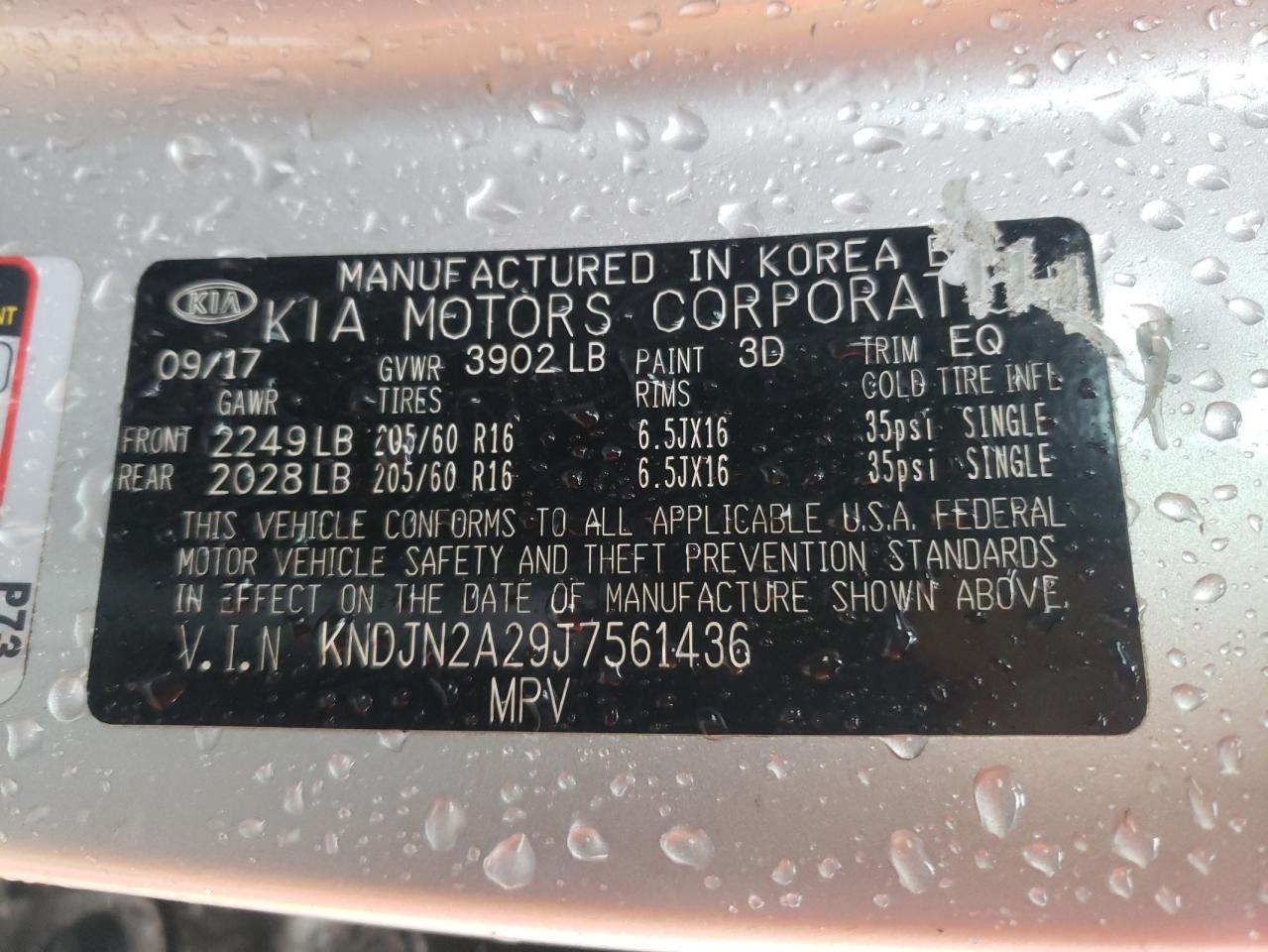 Photo 10 from auction – 2018 KIA SOUL with VIN KNDJN2A29J7561436