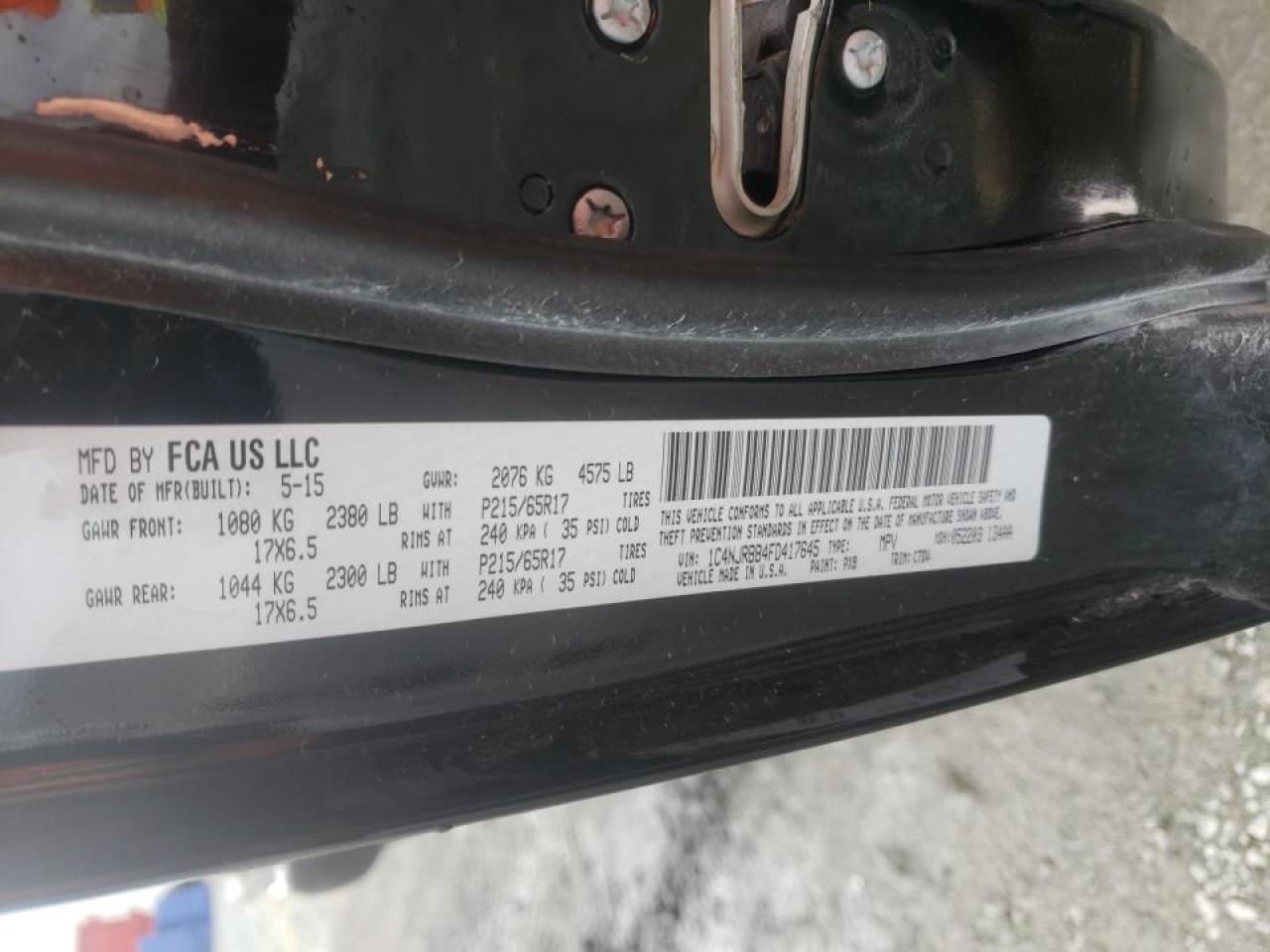 Photo 10 from auction – 2015 JEEP PATRIOT SP with VIN 1C4NJRBB4FD417645