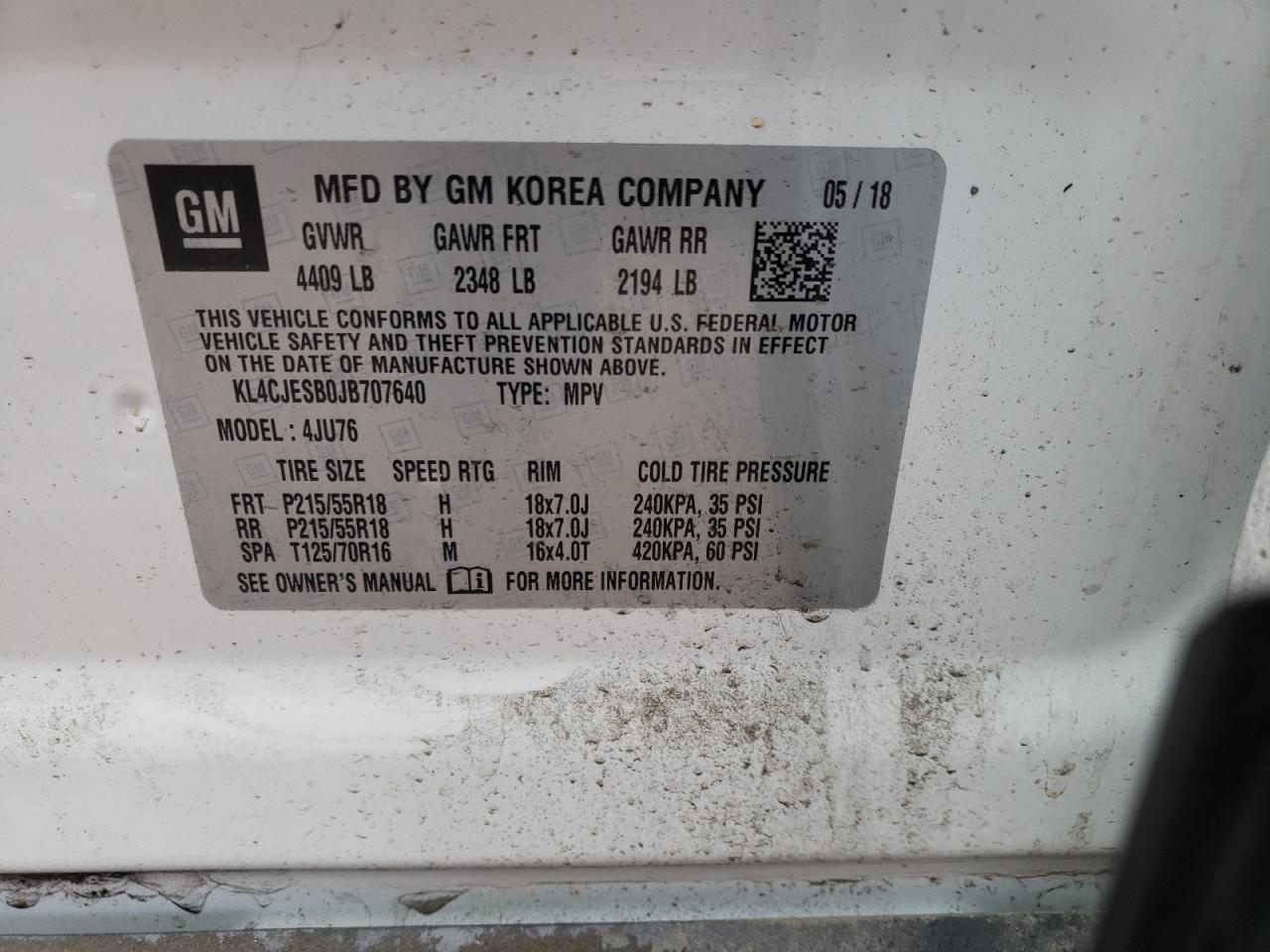 Photo 10 from auction – 2018 BUICK ENCORE PRE with VIN KL4CJESB0JB707640