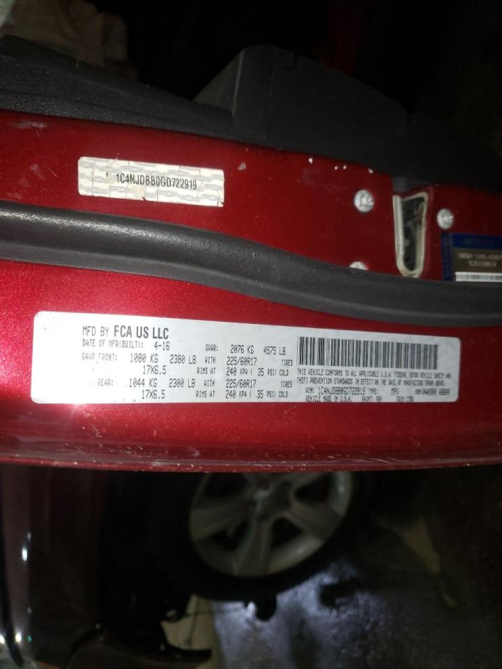 Photo 10 from auction – 2016 JEEP COMPASS SP with VIN 1C4NJDBB0GD722919