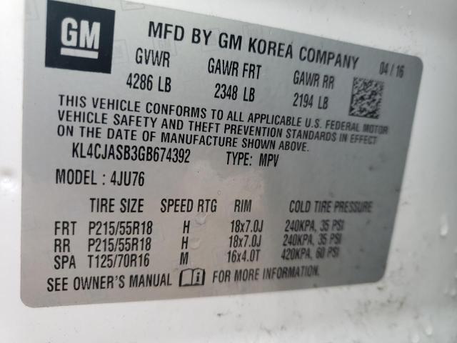Photo 10 from auction – 2016 BUICK ENCORE with VIN KL4CJASB3GB674392