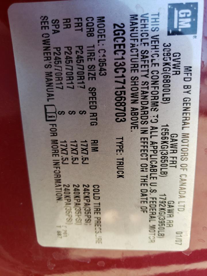 Photo 10 from auction – 2007 CHEVROLET SILVERADO with VIN 2GCEC13C171568703