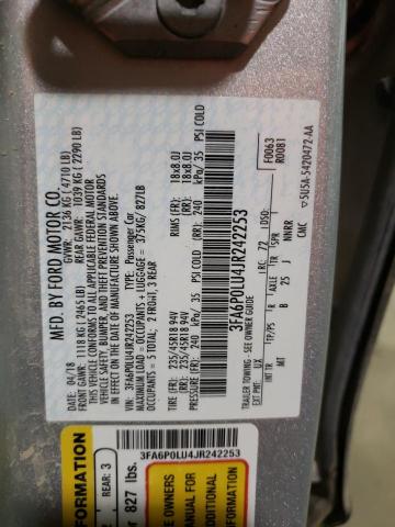 Photo 10 from auction – 2018 FORD FUSION SE with VIN 3FA6P0LU4JR242253