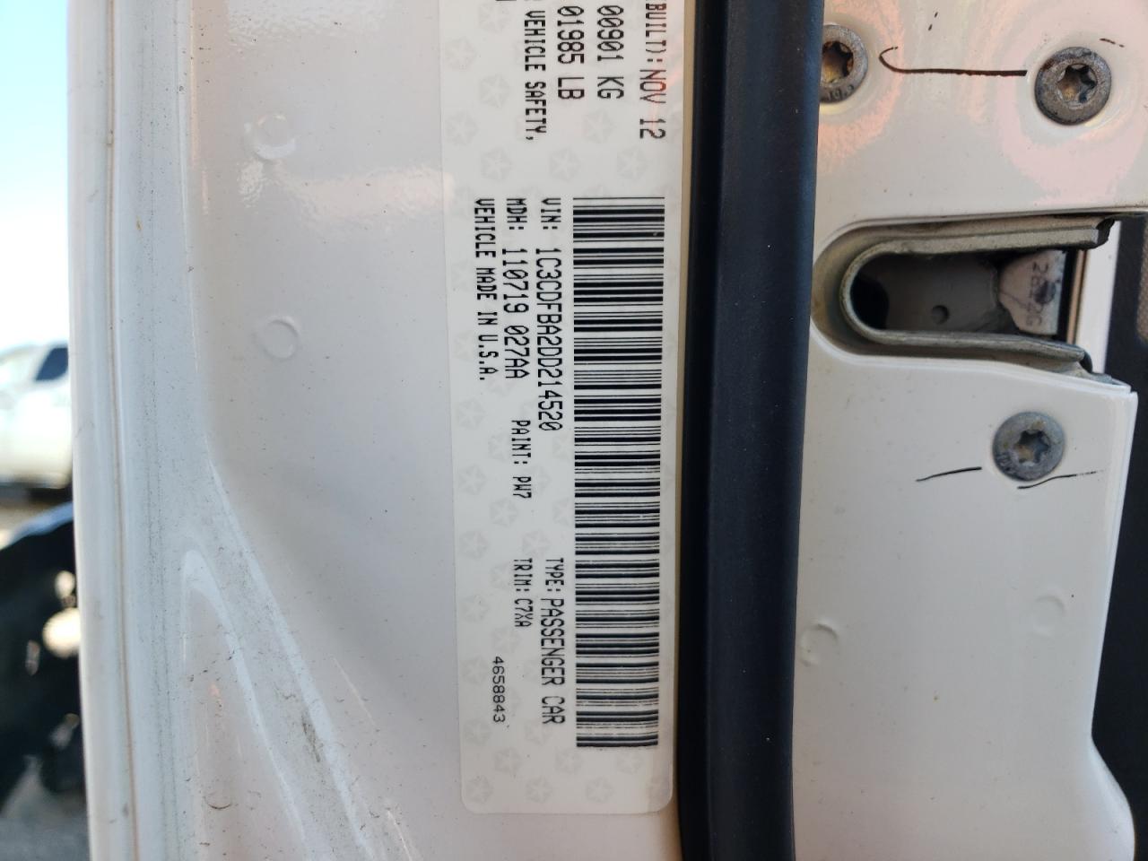 Photo 10 from auction – 2013 DODGE DART SXT with VIN 1C3CDFBA2DD214520