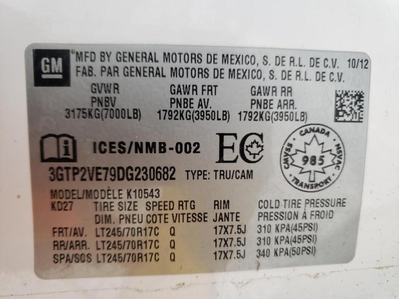 Photo 10 from auction – 2013 GMC SIERRA K15 with VIN 3GTP2VE79DG230682