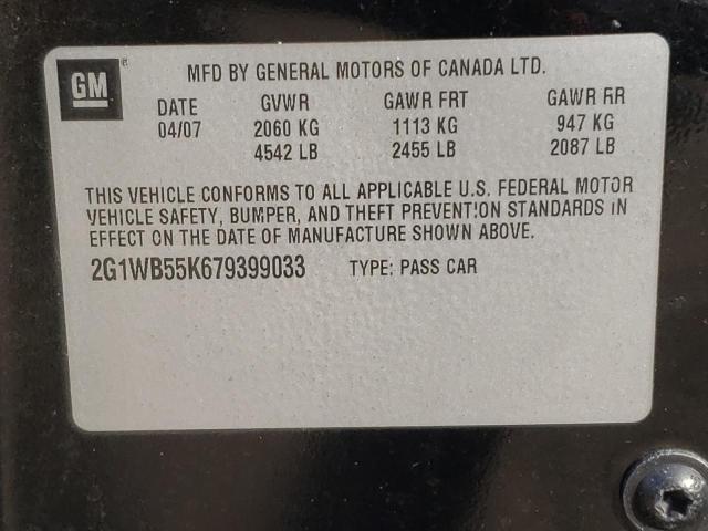 Photo 10 from auction – 2007 CHEVROLET IMPALA LS with VIN 2G1WB55K679399033