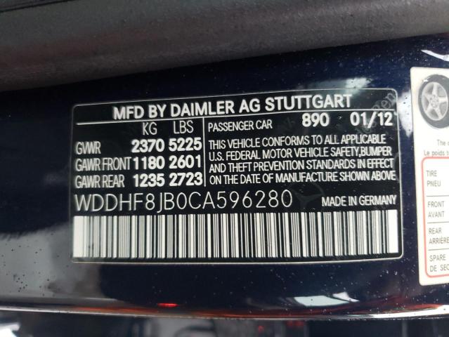 Photo 10 from auction – 2012 MERCEDES-BENZ E 350 4MAT with VIN WDDHF8JB0CA596280