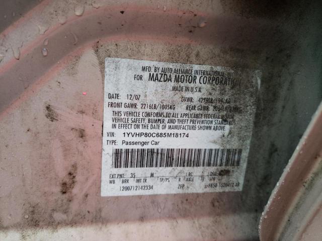 Photo 10 from auction – 2008 MAZDA 6 I with VIN 1YVHP80C685M18174