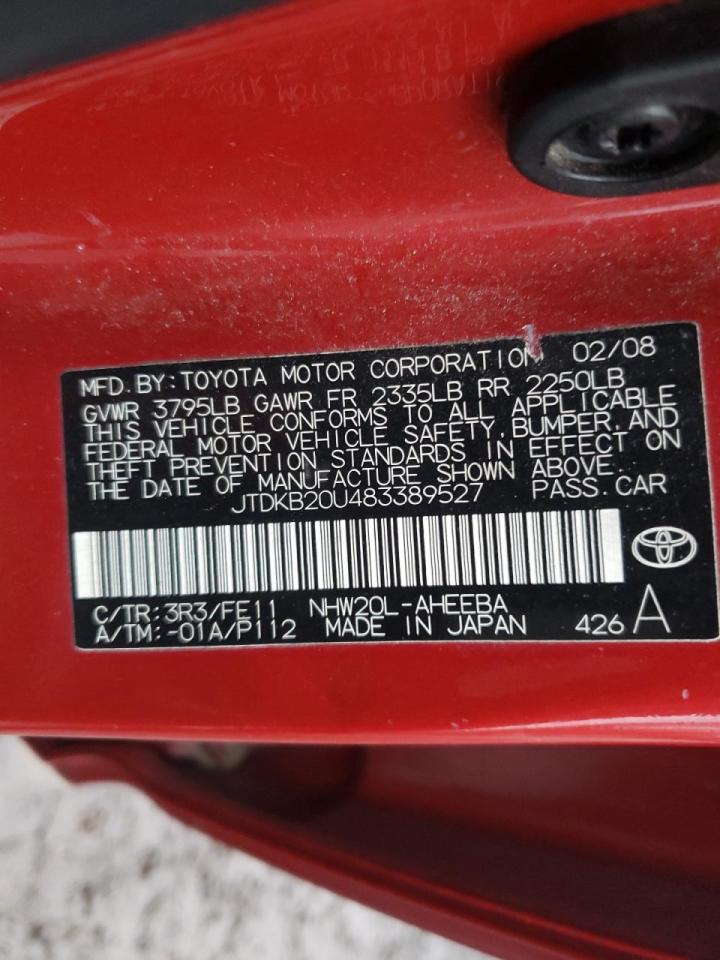 Photo 10 from auction – 2008 TOYOTA PRIUS with VIN JTDKB20U483389527