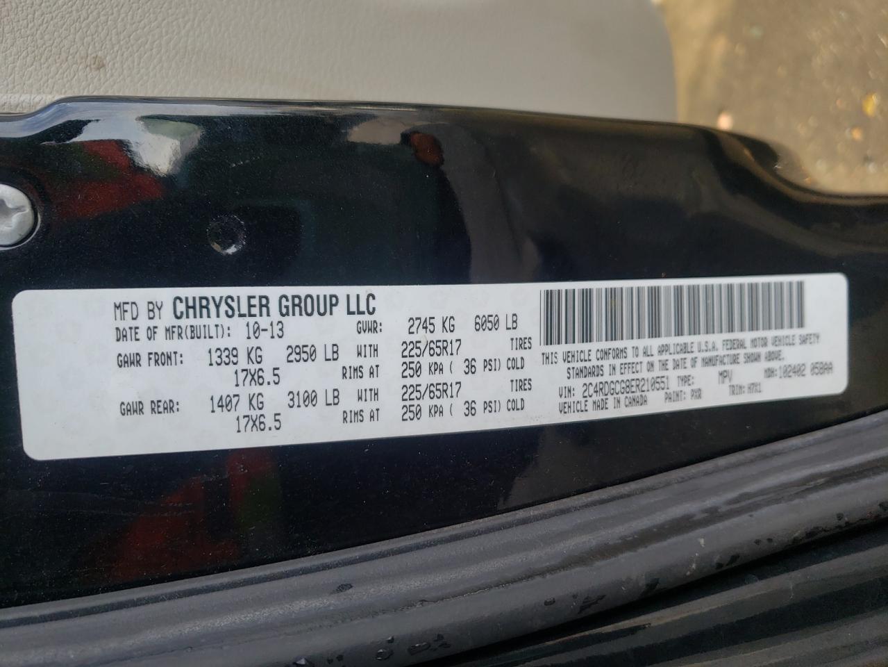 Photo 10 from auction – 2014 DODGE GR CARAVAN with VIN 2C4RDGCG8ER210551