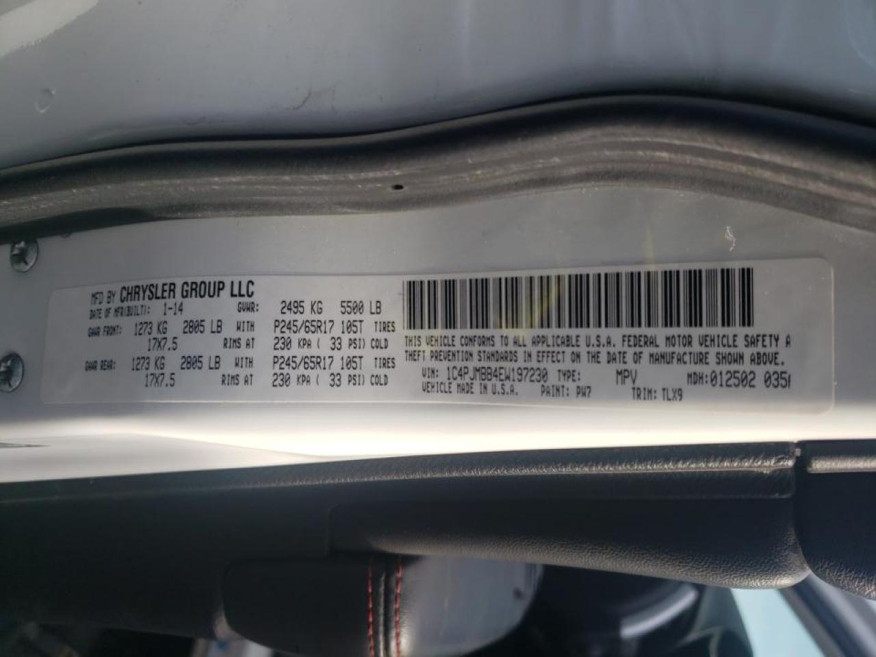 Photo 10 from auction – 2014 JEEP CHEROKEE T with VIN 1C4PJMBB4EW197230