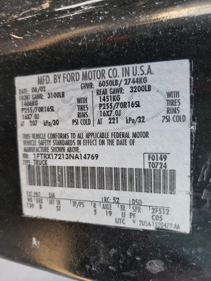 Photo 10 from auction – 2003 FORD F150 with VIN 1FTRX17213NA14769