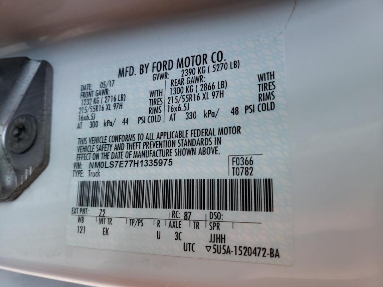 Photo 10 from auction – 2017 FORD TRANSIT CO with VIN NM0LS7E77H1335975