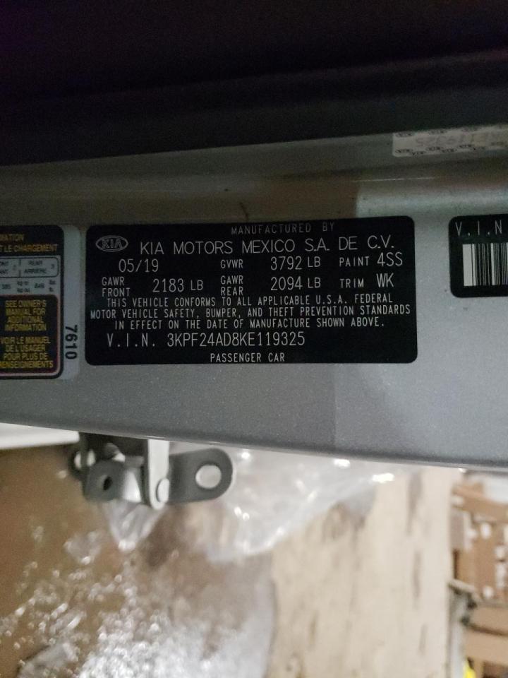 Photo 10 from auction – 2019 KIA FORTE FE with VIN 3KPF24AD8KE119325