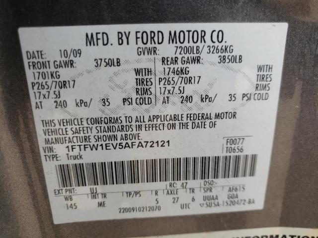 Photo 10 from auction – 2010 FORD F150 SUPER with VIN 1FTFW1EV5AFA72121
