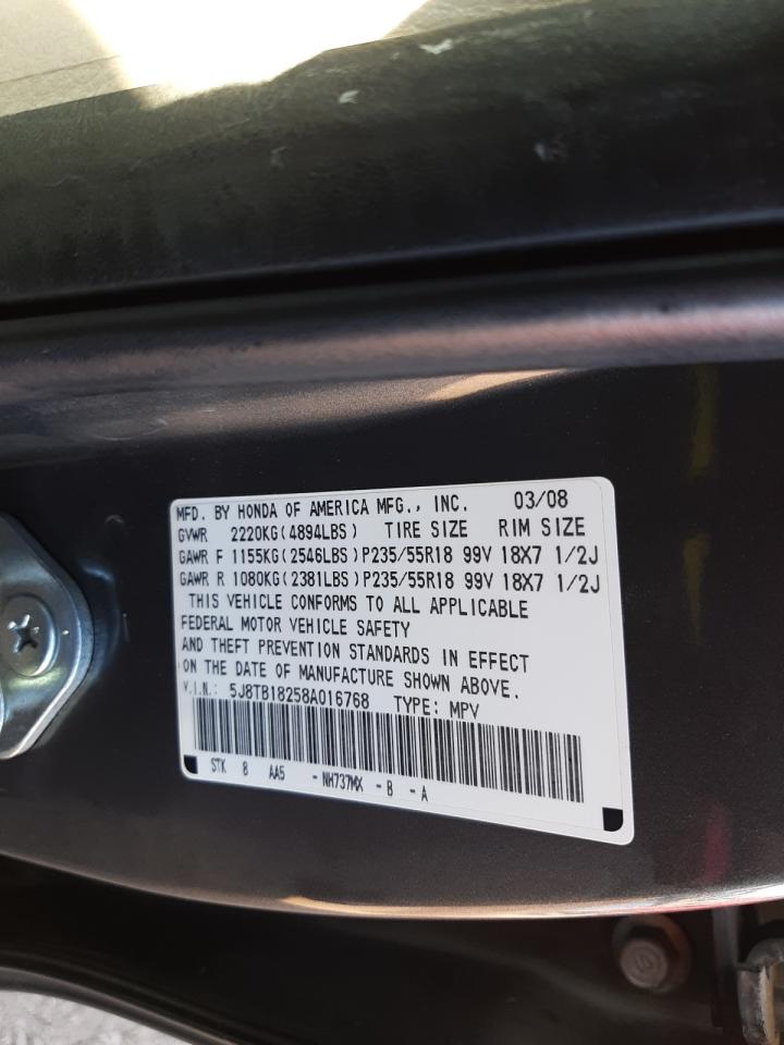 Photo 10 from auction – 2008 ACURA RDX with VIN 5J8TB18258A016768