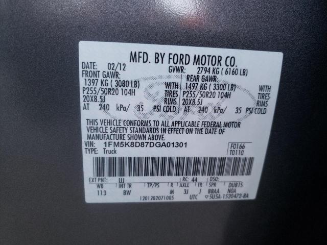 Photo 10 from auction – 2013 FORD EXPLORER X with VIN 1FM5K8D87DGA01301