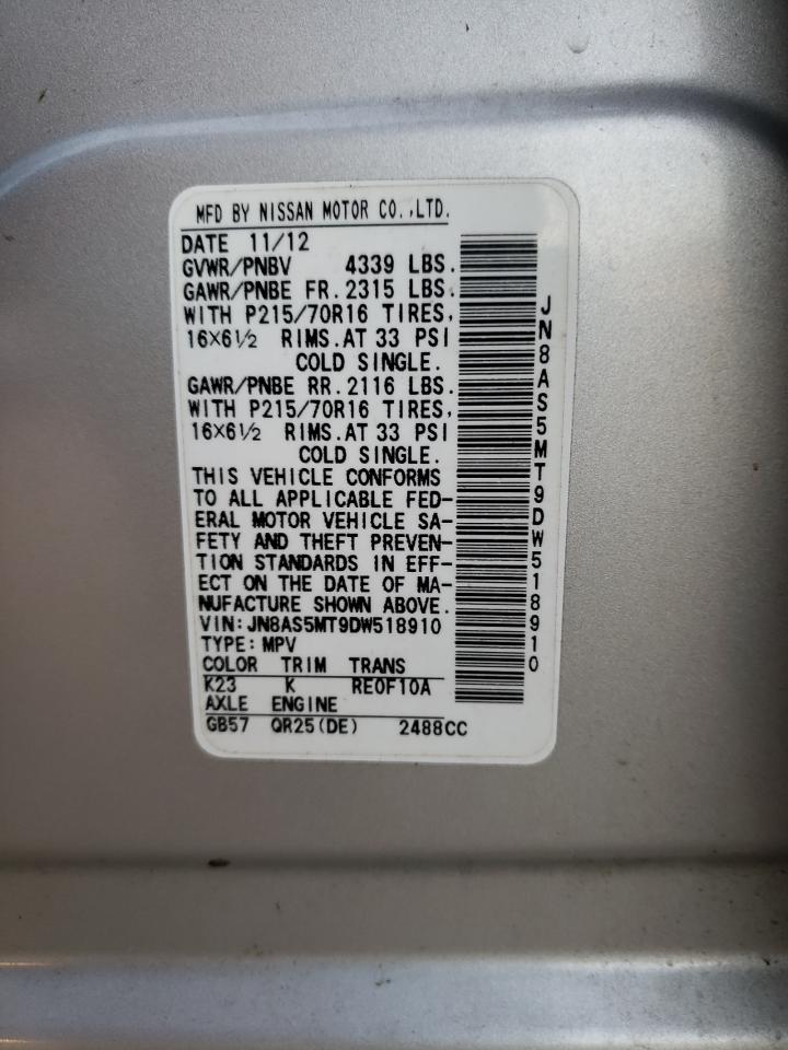 Photo 10 from auction – 2013 NISSAN ROGUE S with VIN JN8AS5MT9DW518910