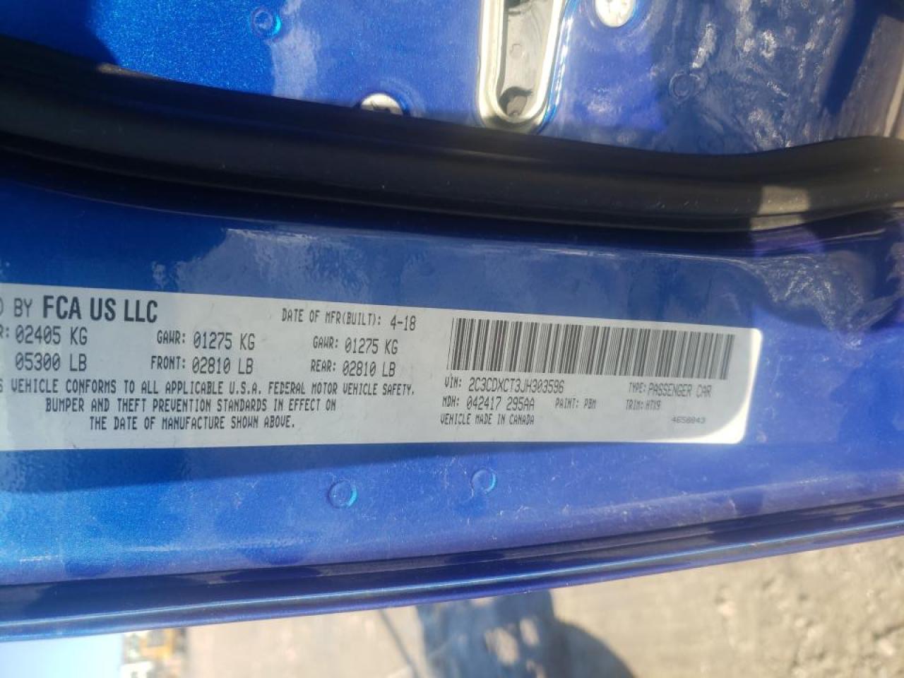 Photo 10 from auction – 2018 DODGE CHARGER R/ with VIN 2C3CDXCT3JH303596