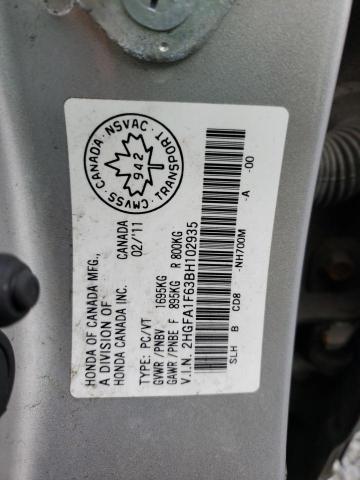 Photo 10 from auction – 2011 HONDA CIVIC LX-S with VIN 2HGFA1F63BH102935