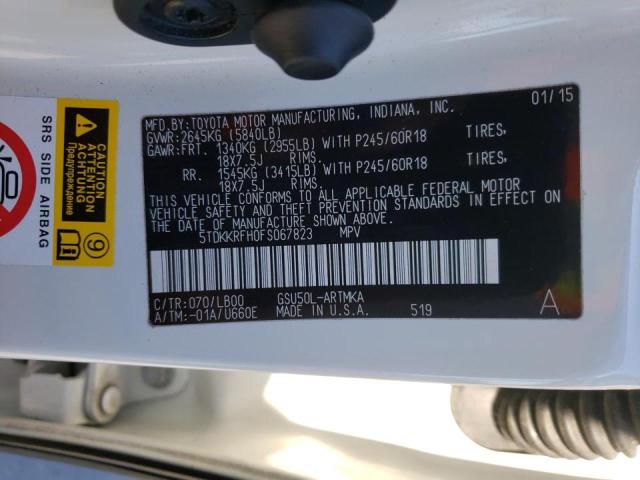 Photo 10 from auction – 2015 TOYOTA HIGHLANDER with VIN 5TDKKRFH0FS067823