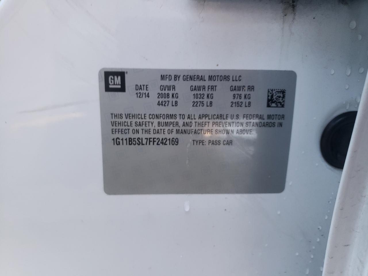 Photo 10 from auction – 2015 CHEVROLET MALIBU LS with VIN 1G11B5SL7FF242169