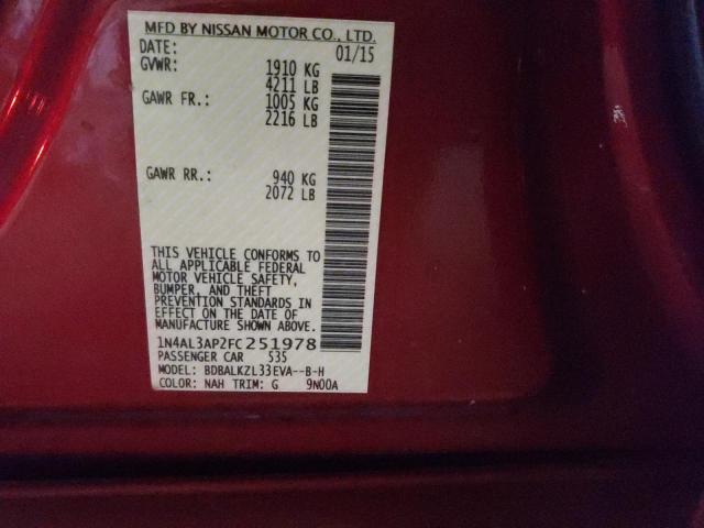 Photo 10 from auction – 2015 NISSAN ALTIMA 2.5 with VIN 1N4AL3AP2FC251978