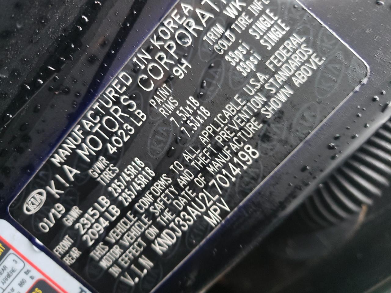 Photo 10 from auction – 2020 KIA SOUL EX with VIN KNDJ33AU2L7014198