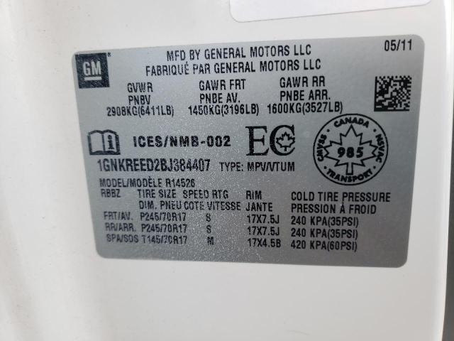 Zdjęcie 10 z aukcji – 2011 CHEVROLET TRAVERSE L z VIN 1GNKREED2BJ384407