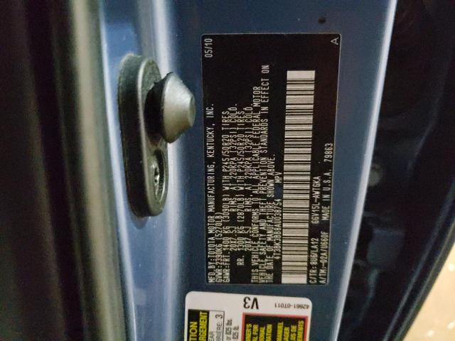 Photo 10 from auction – 2010 TOYOTA VENZA with VIN 4T3BK3BB8AU038754