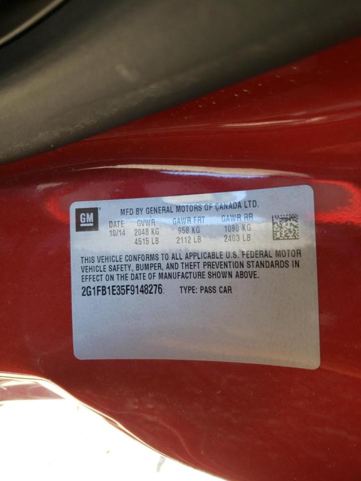 Photo 10 from auction – 2015 CHEVROLET CAMARO LS with VIN 2G1FB1E35F9148276