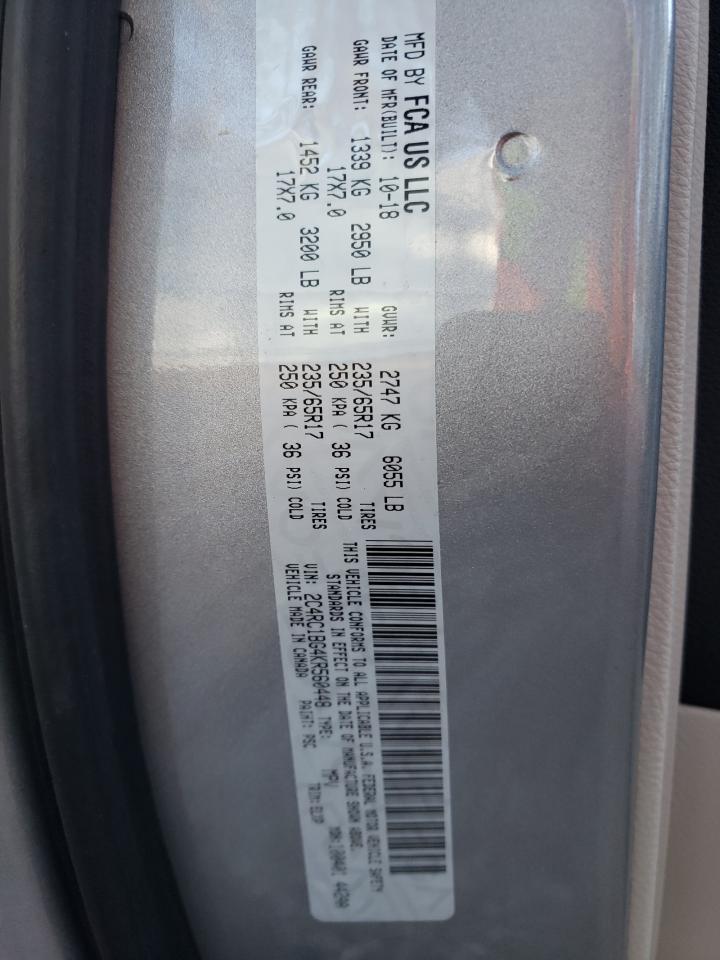 Photo 10 from auction – 2019 CHRYSLER PACIFICA T with VIN 2C4RC1BG4KR560448