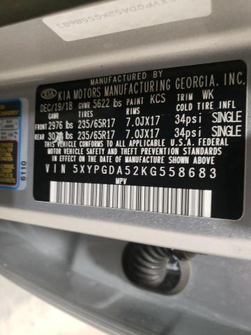 Photo 10 from auction – 2019 KIA SORENTO LX with VIN 5XYPGDA52KG558683
