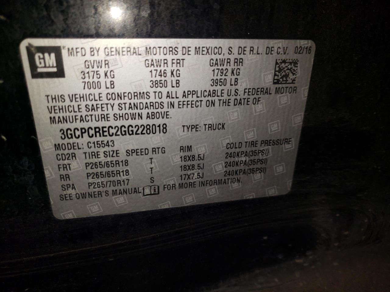 Photo 10 from auction – 2016 CHEVROLET SILVERADO with VIN 3GCPCREC2GG228018