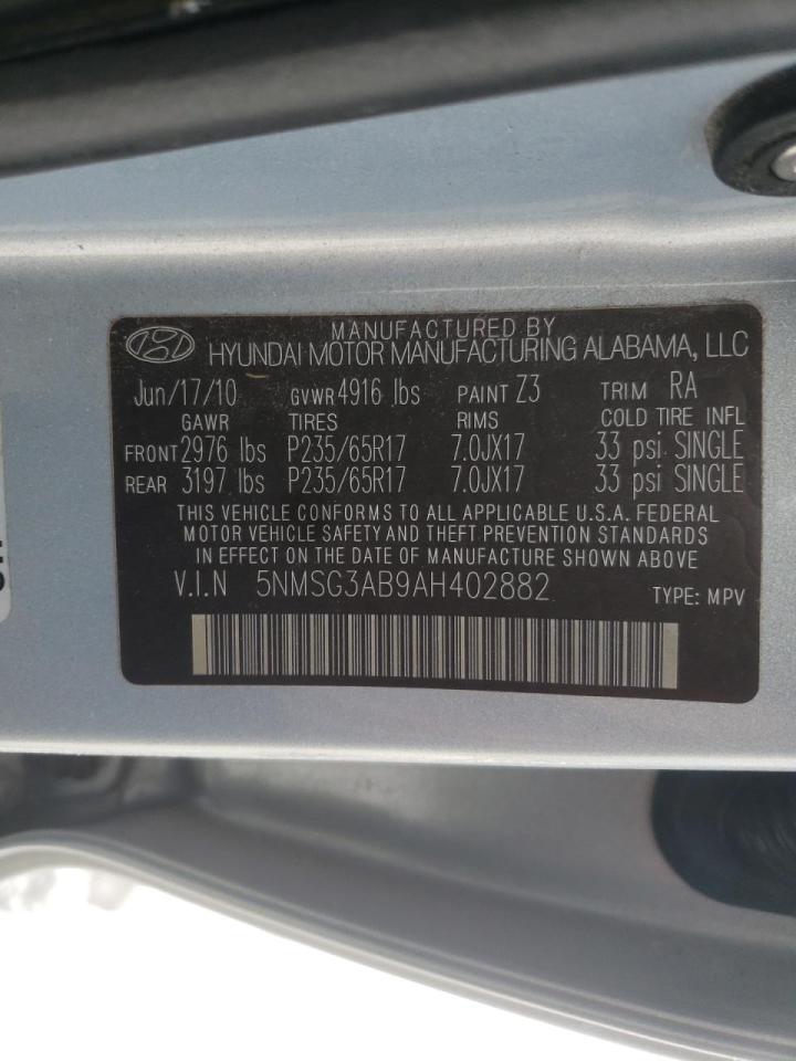 Photo 10 from auction – 2010 HYUNDAI SANTA FE G with VIN 5NMSG3AB9AH402882